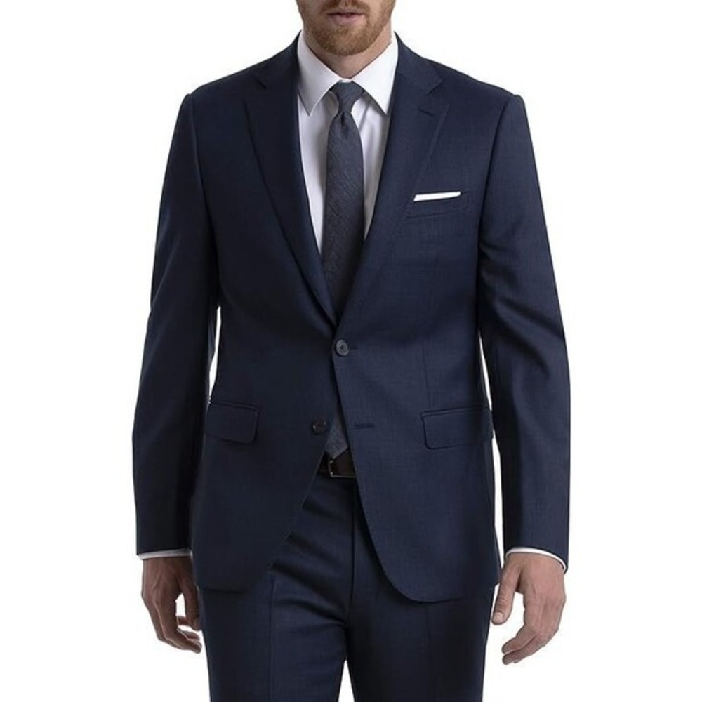 Calvin Klein Men's Slim Fit Suit Jacket, Blue Birdseye, 42‎ Long